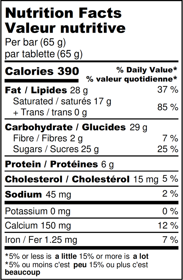 Schoki Chocolate, Milk 48%. Nutrition Facts. Ethical bean to bar chocolate handcrafted in Squamish, B.C. 
